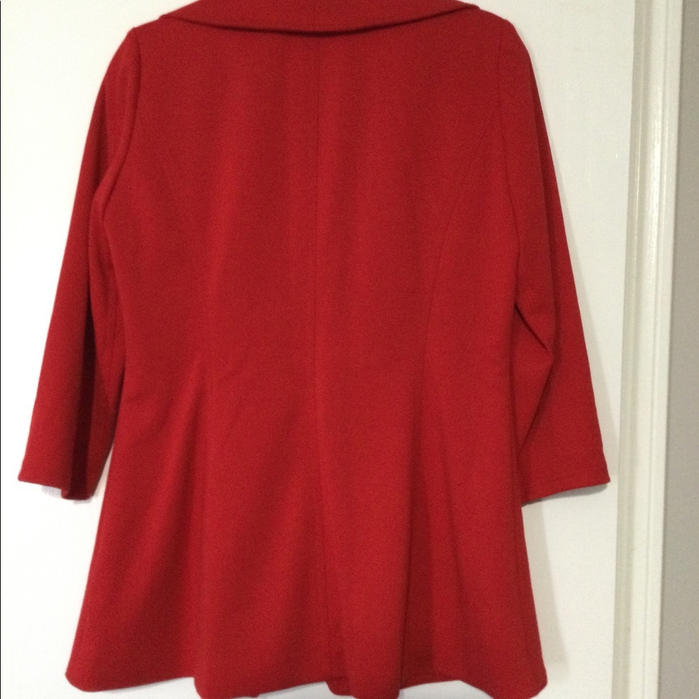 Calvin Klein Red Ruffled Draped Front Blazer 4 - Picture 2 of 3